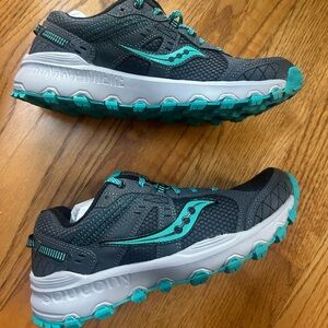 Saucony Women's Charcoal and Aqua Sneakers